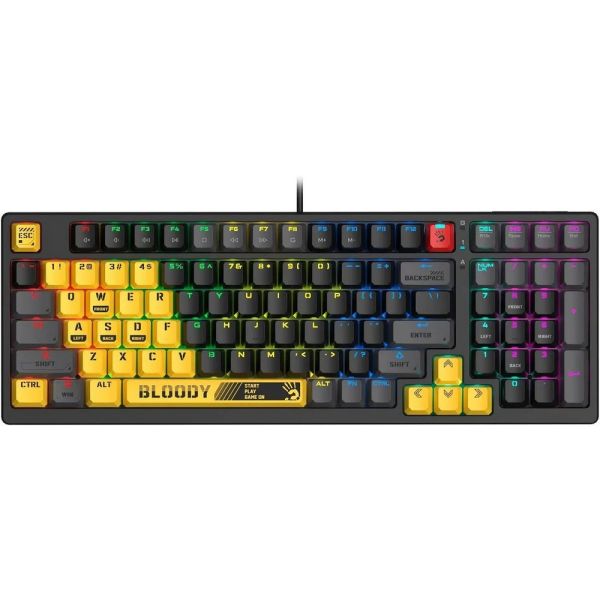 Клавиатура проводная A4Tech Bloody S98 Sports Lime BLMS Plus USB, проводная, желтый/серый s98 sports lime blms red plus
