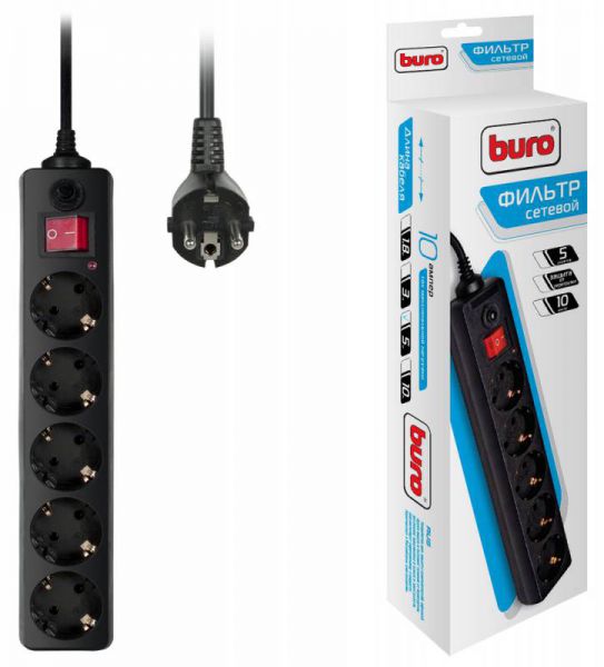 Сетевой фильтр Buro 500SH-5-B черный